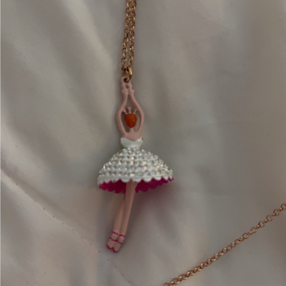Betsey Johnson Pink and White Ballerina Earrings and Necklace - Picture 5 of 8